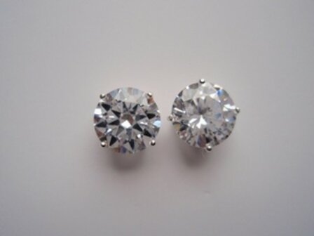 Oorstekers rond met witte zirkonia steen